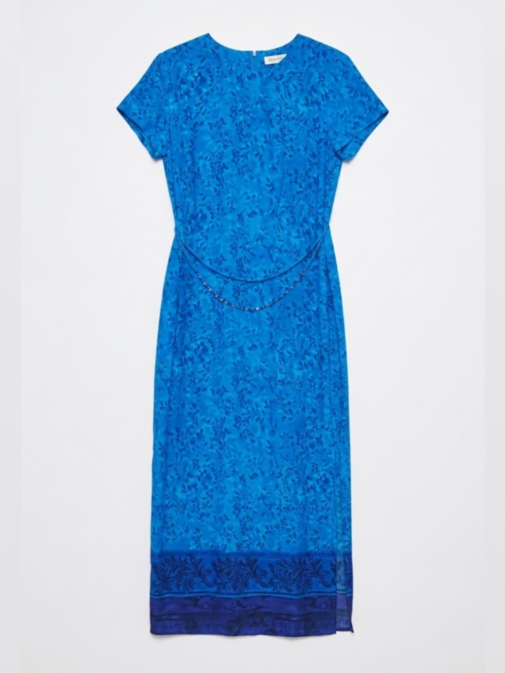 Vintage 90s Scarlett Floral Midi Dress Blue Size 8